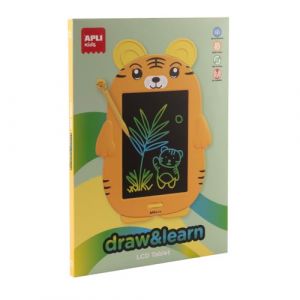 Image de APLI Kids 19959 - Ardoise LCD en forme de tigre, ultralégère, pour dessiner et effacer facilement sans utiliser de papier.