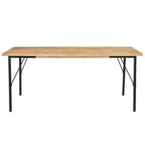 Miliboo Table à manger rectangulaire en bois clair manguier massif et métal L180 cm JUDE