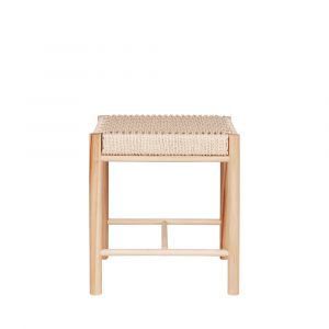 Tabouret en peuplier avec assise en osier Abano naturel - 42x42x46.5 cm