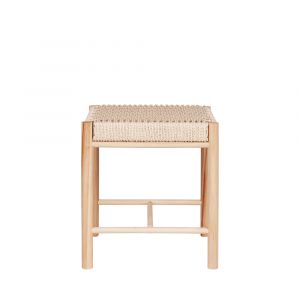 Tabouret en peuplier avec assise en osier Abano naturel - 42x42x46.5 cm