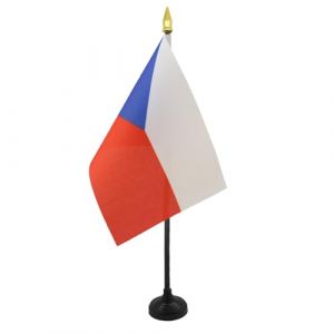 AZ FLAG - Mini Drapeau République tchèque De Table - 15x10 cm - Drapeau Tchèque - Tchéquie De Bureau 100% Polyester Avec Hampe Pointe Dorée