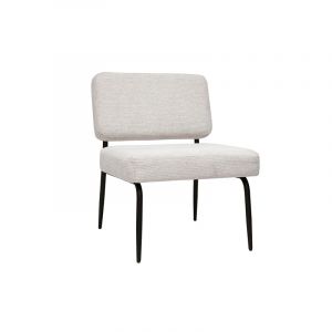 Miliboo Fauteuil en tissu chenille beige et métal noir vedana