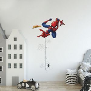 Stickers repositionnables - Toise Spiderman - Multicolore - 54 cm x 75 cm - D&eacute;coration murale enfant