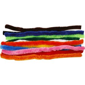 Creotime Fil chenille couleurs assorties - 25 mm x 45 cm - 60 pcs