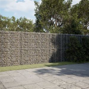 VidaXL Panier gabion avec couvercle 850x100x200 cm fer galvanisé, mur en gabion, mur de soutènement en gabion, clôture en gabion, gabion, cage gabion