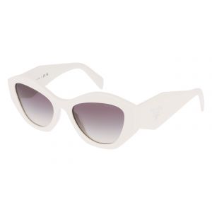 Prada Femme PR 07YS 142130 Lunettes de soleil Acétate Blanc Gris Géométrique Normale Sfumé