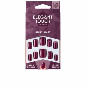 Elegant touch POLISHED COLOUR nails with glue squoval #berry blast 24 u