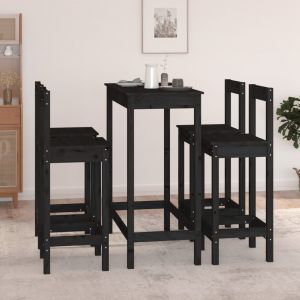 VidaXL Ensemble de bar 5 pcs Noir Bois de pin massif