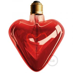 HOMEMANIA Ampoule Curved Heart - Décoratif, Coeur - Rouge en Verre, 12,5 x 12,5 x 16 cm, 1 x E27, 5W, 150LM, 2000K, 240V