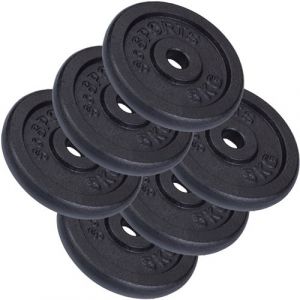 ScSPORTS Set de Disques de Poids - 30 kg, Plaques 6 x 5 kg, 30/31 mm, en Fonte