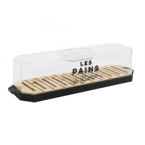 Cook Concept KA0644, Boîte à Pain avec Couvercle Transparent et Plateau en Bois, Design élégant pour Une Conservation optimale des Pains et viennoiseries - 403x97x121 cm, Transparent Noir