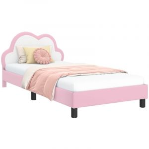 VidaXL Cadre de lit avec t&ecirc;te de lit Rose 90 x 190 cm PU