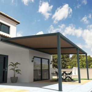 Pergola toile SUNLIGHT Gris anthracite - Taupe 6,00x4,00m + LED