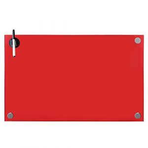 Melko - Tableau magnétique en verre tableau blanc, tableau en verre, tableau magnétique, tableau d'affichage, 100 x 60 x 0,4 cm, rouge