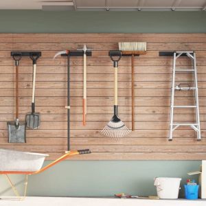 VidaXL Supports muraux pour outils de jardin 4 pcs noir acier