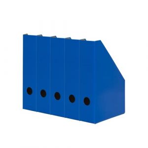 Landre Lot de 5 range-revues A4 en carton solide - 7 cm de large - Bleu