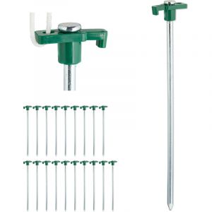 Relaxdays Sardines, lot de 20, Ancrage pour les sols durs 25 cm, Piquet, Acier zingu&eacute;, Vert
