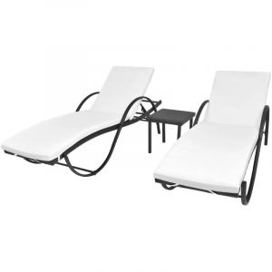 VidaXL Jeu de chaises longues avec table 5 pcs Résine tressée Noir