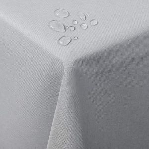 Nappe de Table. Aspect Lin.D&eacute;coration de Table Imperm&eacute;able.130 x 160 cm.Gris Clair - Woltu