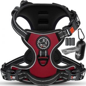 Lovpet Harnais sans traction ni &eacute;tranglement pour chiens et chiots Harnais respirant & souple r&eacute;fl&eacute;chissant Harnais no pull avec rouleaux de sacs