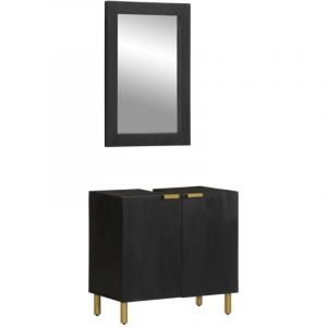 VidaXL Ensemble De Meubles Salle De Bain 2 Pcs Noir Bois D'ing&eacute;nierie