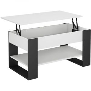 Table basse Lifto, blanc/anthracite, 92x51cm avec fonction de levage, Vicco