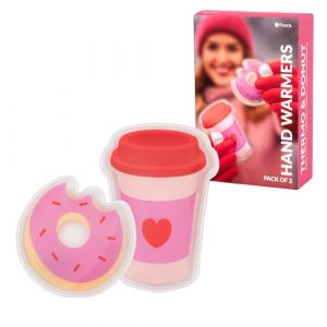 Fisura &ndash; Mini Chauffe-Mains Gel r&eacute;utilisable de Poche &ldquo;Donut y termo&rdquo;, Accessoire Pratique pour l&rsquo;Hiver, activit&eacute;s ext&eacute;rieures ou Voyages. 2 unit&eacute;s