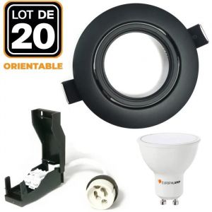 Europalamp 20 Spots encastrables orientables Noir Matt avec GU10 LED de 7W eqv. 56W Blanc Neutre 4500K