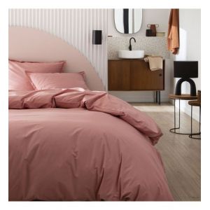 Image de Essix Housse de couette en coton rose solaire 240x220 Made in France