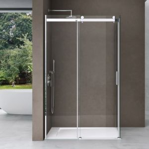 Sogood Cabine de douche 80x100 avec bac &agrave; douche paroi de douche avec porte coulissante Ravenna17 80x100x195cm verre ESG transparent 8mm avec