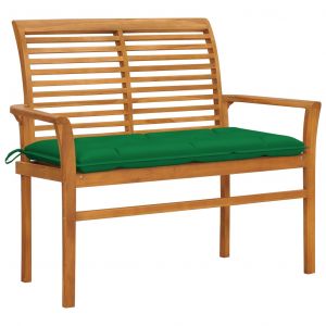 VidaXL Banc de jardin avec coussin vert 112 cm Bois de teck massif. Produit Neuf ! Garantie 0 ans !