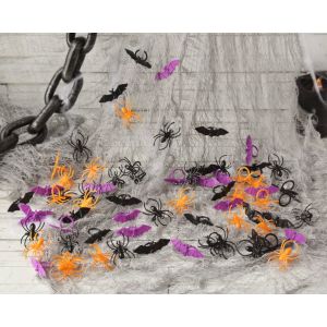 72 Confettis de table color&eacute;s chauve souris et araign&eacute;es Multicolore
