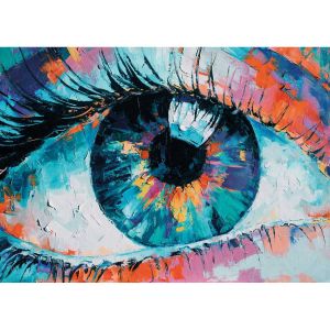 Ceanothe Tableau sur toile œil coloré 30x45 cm - Impression sur Toile Murale Décorative - Image imprimée en hd sur Toile - Toile sur Châssis en