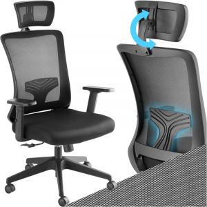 TecTake Fauteuil de bureau forme ergonomique avec soutien lombaire et appuie-t&ecirc;te r&eacute;glables r&eacute;glable en hauteur en continu