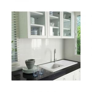 EWI Evier céramique blanc IRÈNE 1 bac 1 égouttoir Blanc