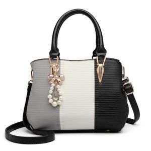 Miss Lulu Sac D'épaule Femme Sacoche Bandoulière en Simili Cuir Mode, Tri Couleur