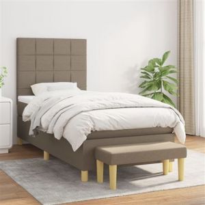 VidaXL Sommier &agrave; lattes de lit avec matelas Taupe 90x190 cm Tissu