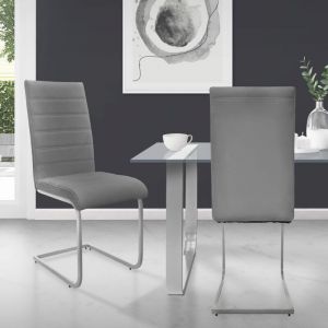 Ml-design - Lot de 2 Chaises de Salle à Manger, Gris, en Simili, Design Cantilever, Chaise Pied Luge, Assise Rembourré, Ergonomique à Dossier Haut,