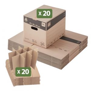 Lot 240 croisillons de calage déménagement avec carton - 40 x 30 x 30 cm - Pour verres et bouteilles - Carton renforcé - Pack And Move