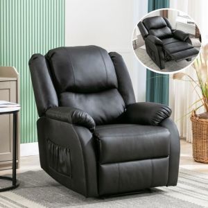 Fauteuil de relaxation - Fauteuil relax - avec repose-pieds et poche latérale - Noir