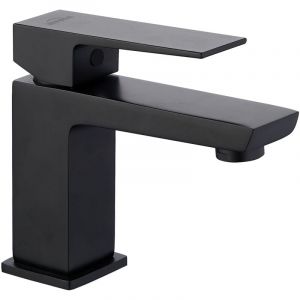 Invena Robinet Salle De Bain Mitigeur Lavabo Noir Carre Monocommande Paros