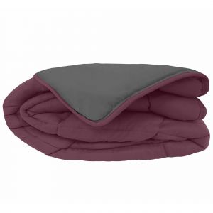 Linnea Couette Hiver 240x220 Cm Cocoon Bicolore Prune/Gris Garnissage Fibre Polyester 400 G/M2