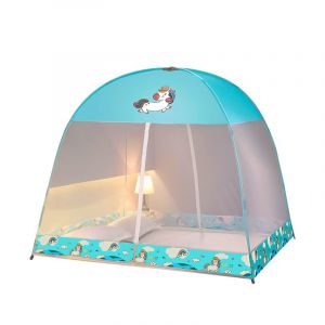 Dam Rideau anti-moustiques pliable pour lit enfant avec double porte, design unicorn