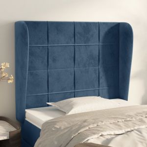VidaXL Tête de lit avec oreilles Bleu foncé 83x23x118/128 cm Velours - Dark blue