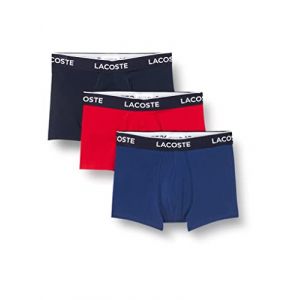 Lacoste Boxer - 5H3389 - Homme, Lot de 3, Bleu (Marine/Rouge-Methylene), XS