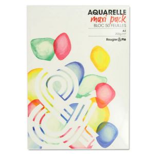 Papier Aquarelle Maxi bloc 200 g/m&sup2; 50 F A3 29,7 x 42 cm