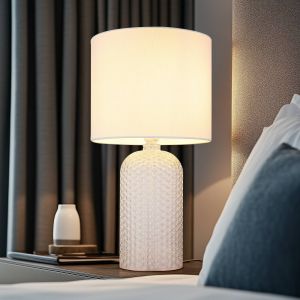 Globo Lighting - Lampe de table verre textile lampe de chevet lampe de salon lampe de table blanche, 1x douille E27, DxH 26,5x50 cm