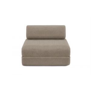 Fauteuil convertible et modulable 1 place en tissu lisse taupe