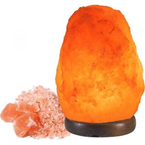 Beper P201UTP100 Lampe de Sel de l'Himalaya Naturelle - Unique Faite à la Main avec Base en Bois Rose