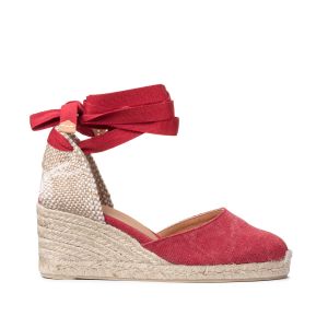 Castaner Espadrilles compensées à lacets en toile CARINA Rouge - Taille 36;37;38;40